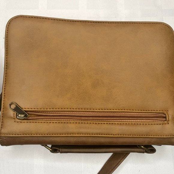Brown Faux Leather Vintage Bag with Embroidery - Picture 4 of 12